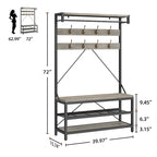 72" Entryway Hall Tree with Shoe Bench, 8 Hooks and Storage Shelves
