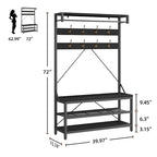 72" Entryway Hall Tree with Shoe Bench, 8 Hooks and Storage Shelves