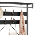 72" Entryway Hall Tree with Shoe Bench, 8 Hooks and Storage Shelves