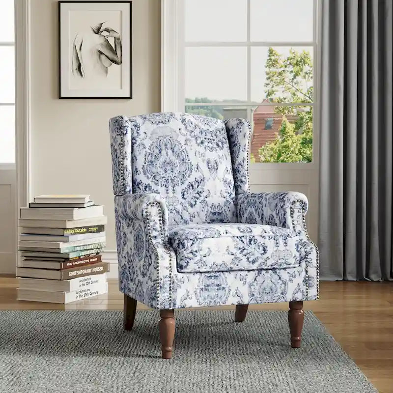 Wingback Accent Chair with Nailhead Trim