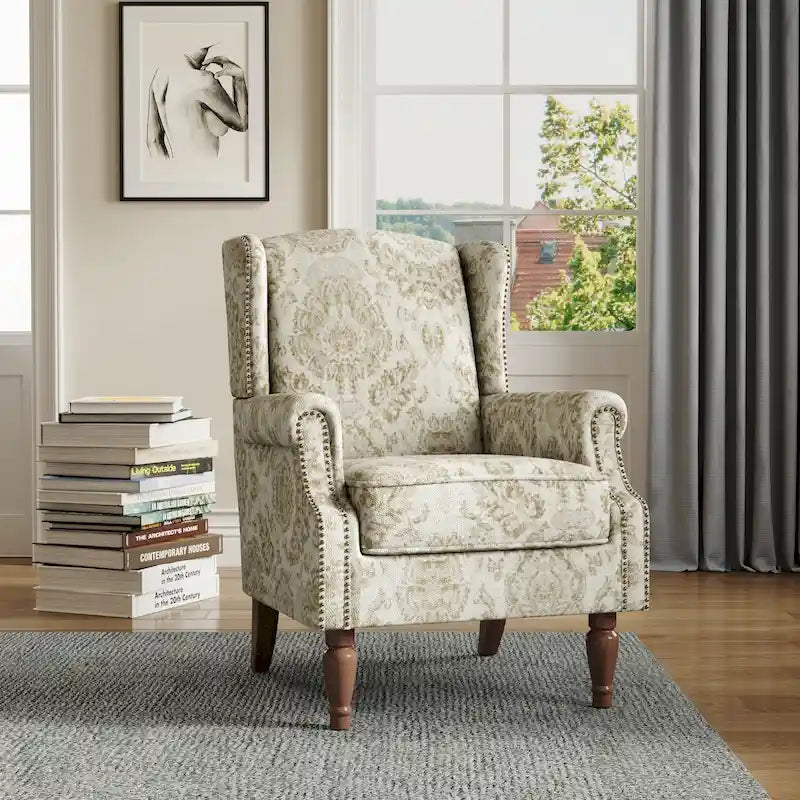 Wingback Accent Chair with Nailhead Trim