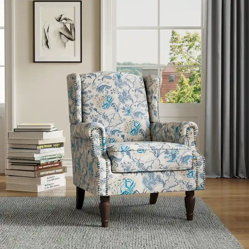 Wingback Accent Chair with Nailhead Trim