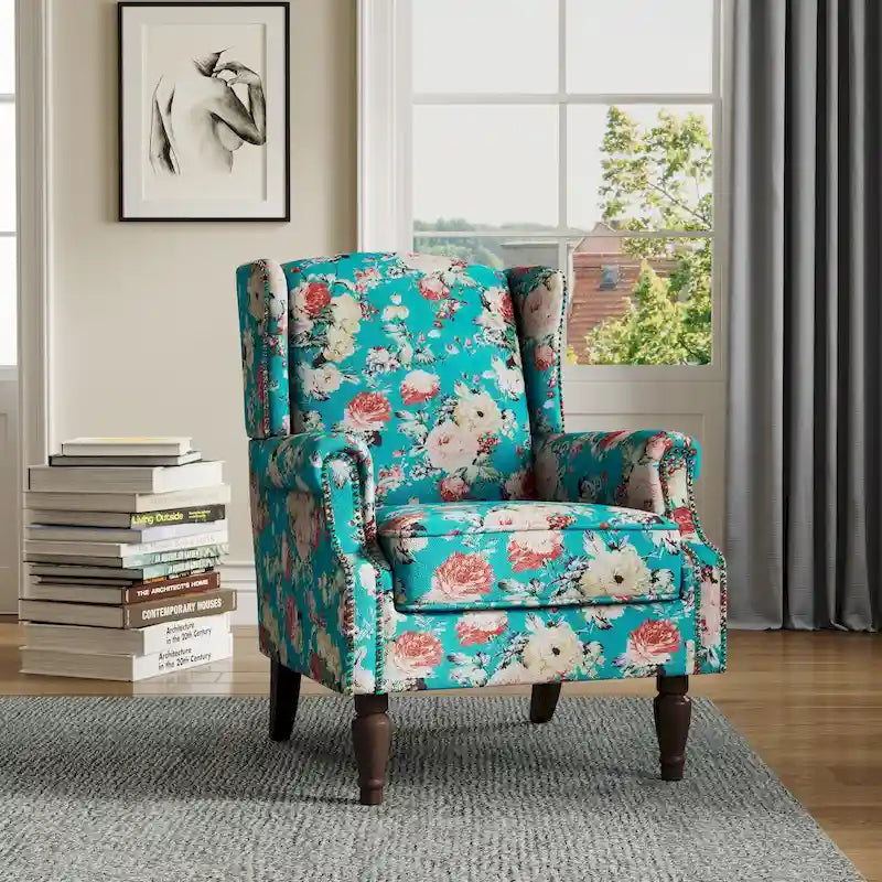 Wingback Accent Chair with Nailhead Trim