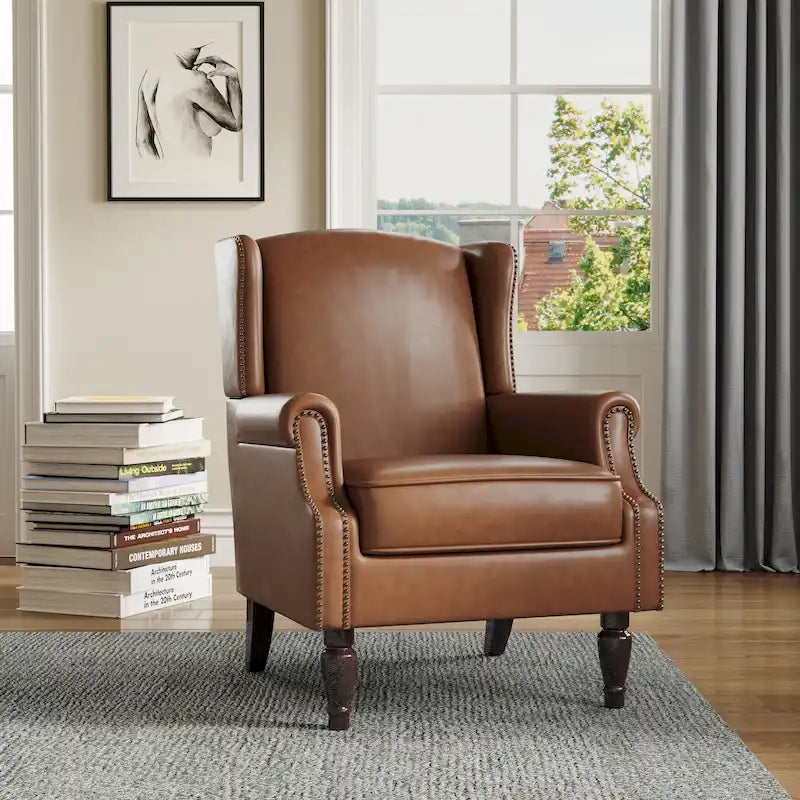 Wingback Accent Chair with Nailhead Trim