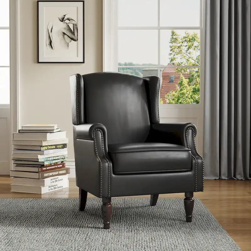 Wingback Accent Chair with Nailhead Trim