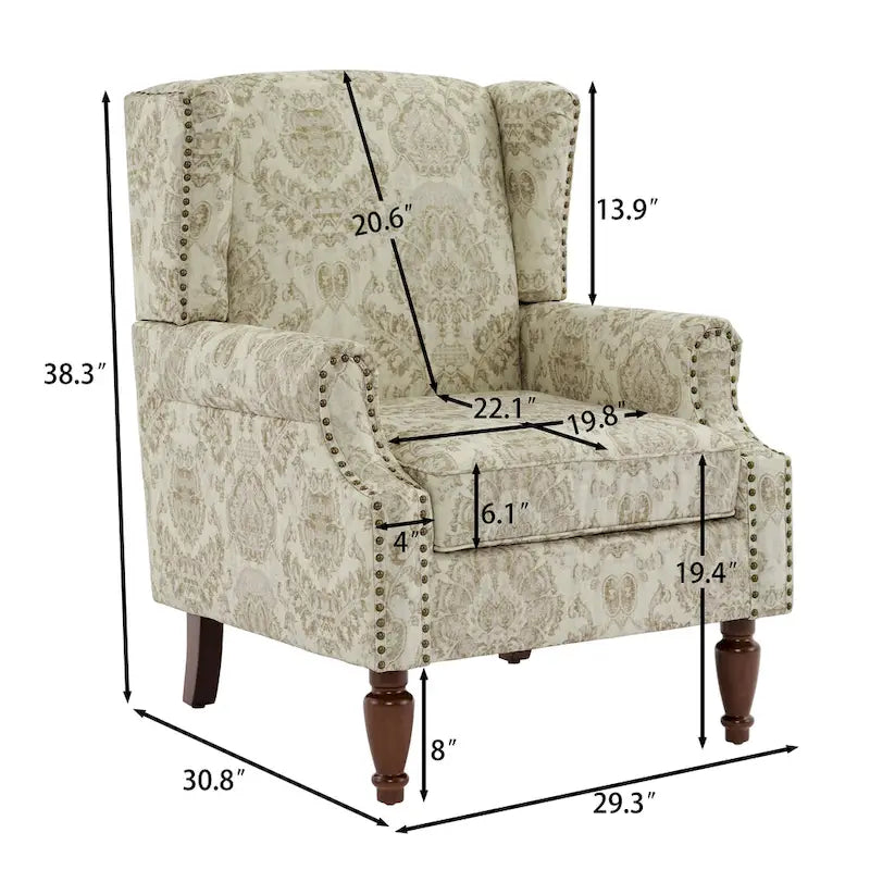 Wingback Accent Chair with Nailhead Trim