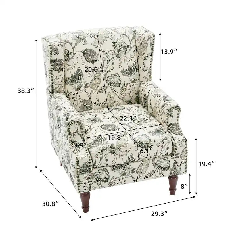 Wingback-Akzentstuhl mit Nagelkopfbesatz