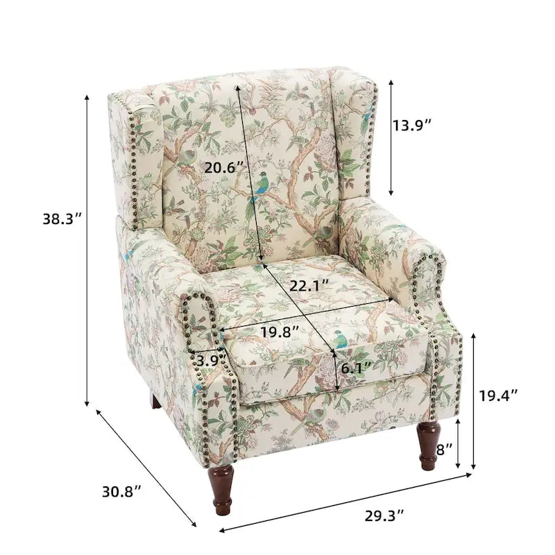 Wingback-Akzentstuhl mit Nagelkopfbesatz