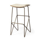 Cream Fabric Saddle Counter & Bar Stool with Gold Metal Frame