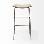 Cream Fabric Saddle Counter & Bar Stool with Gold Metal Frame
