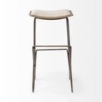 Cream Fabric Saddle Counter & Bar Stool with Gold Metal Frame