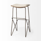 Cream Fabric Saddle Counter & Bar Stool with Gold Metal Frame