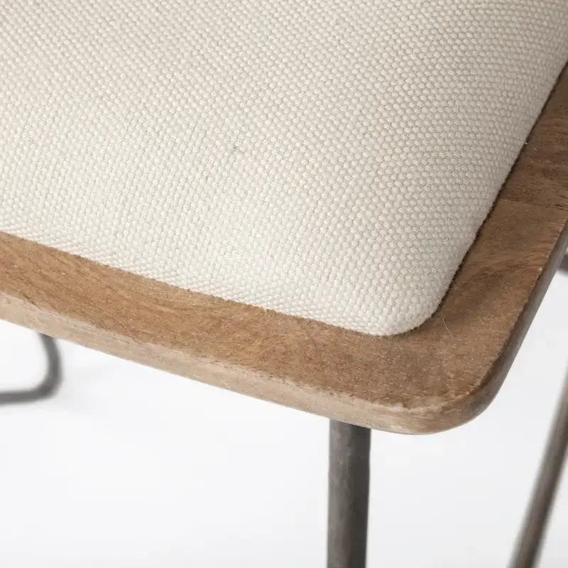 Cream Fabric Saddle Counter & Bar Stool with Gold Metal Frame