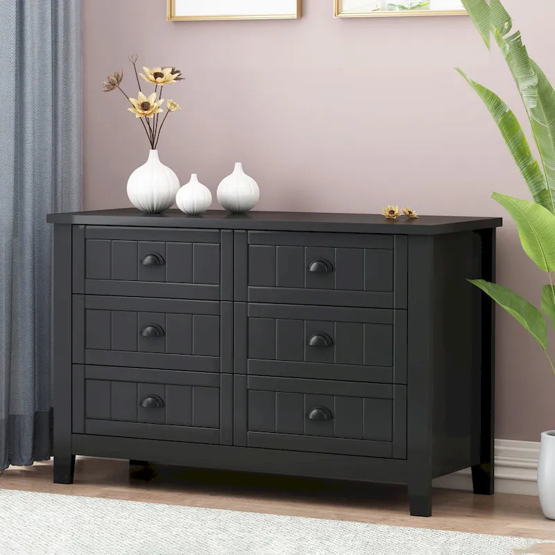 4/6 Drawer Dresser with Solid Wood Frame and Retro Design