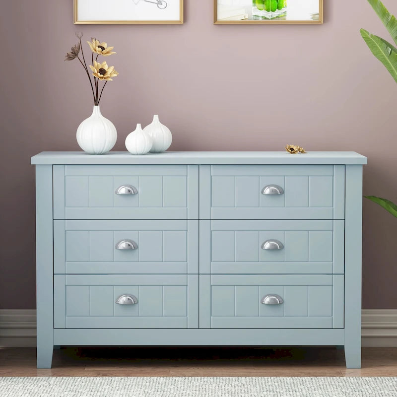 4/6 Drawer Dresser with Solid Wood Frame and Retro Design