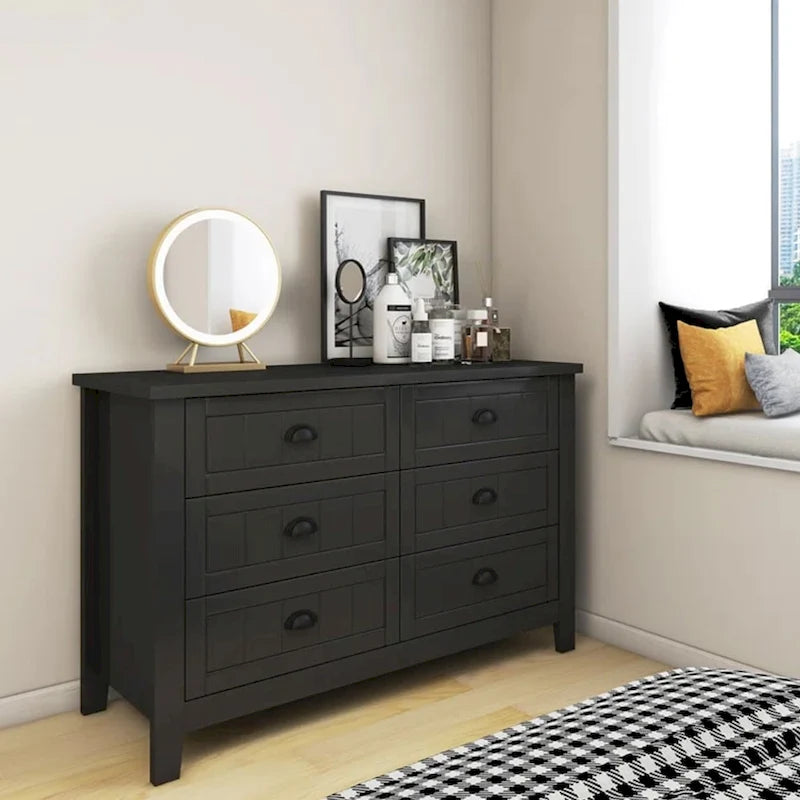 4/6 Drawer Dresser with Solid Wood Frame and Retro Design
