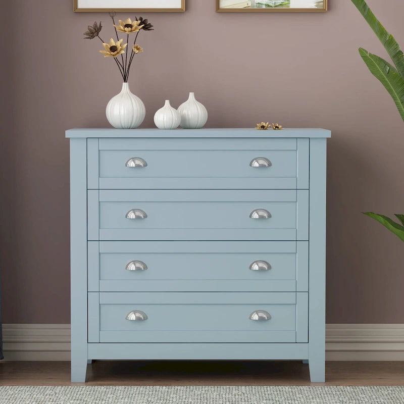 4/6 Drawer Dresser with Solid Wood Frame and Retro Design
