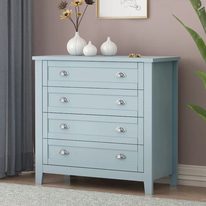 4/6 Drawer Dresser with Solid Wood Frame and Retro Design