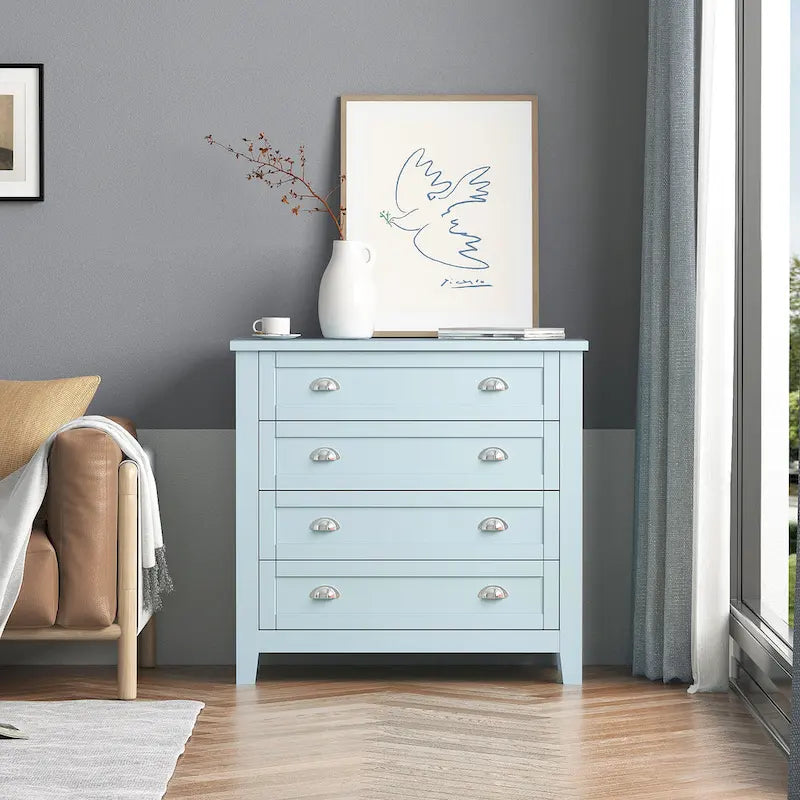 4/6 Drawer Dresser with Solid Wood Frame and Retro Design