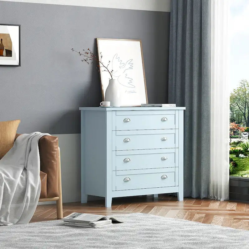 4/6 Drawer Dresser with Solid Wood Frame and Retro Design