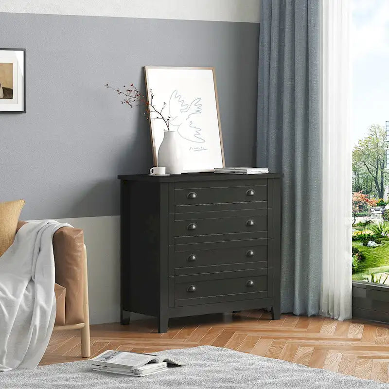 4/6 Drawer Dresser with Solid Wood Frame and Retro Design
