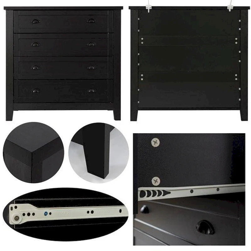 4/6 Drawer Dresser with Solid Wood Frame and Retro Design