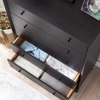 Cómoda com 5 gavetas e pernas de estilo moderno de meados do século