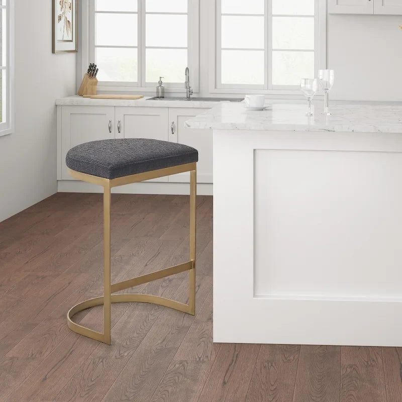 Charcoal & Antique Gold Backless Counter Stool