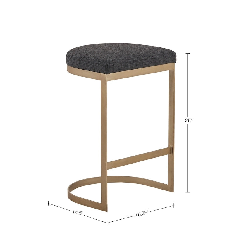 Charcoal & Antique Gold Backless Counter Stool