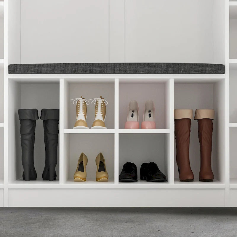 Hall Tree Bench with Coat Rack and Storage Baskets