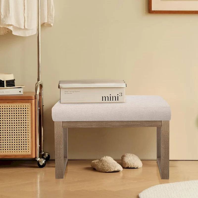Upholstered Square Ottoman, Beige