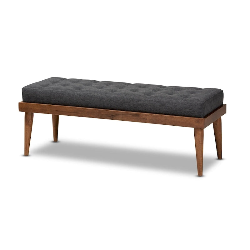 Mid-Century Upholstered Entryway Bench