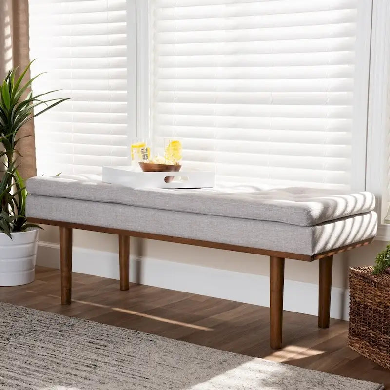 Mid-Century Modern Upholstered Bench