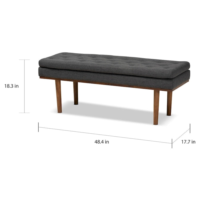 Gepolsterte Sitzbank im Mid-Century-Modern-Stil