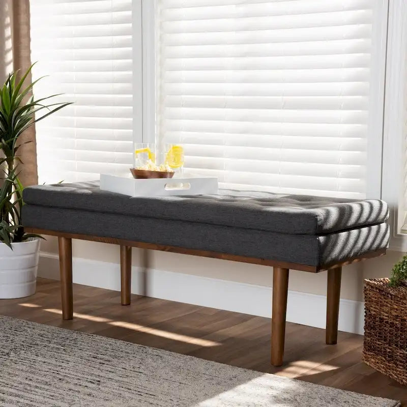 Gepolsterte Sitzbank im Mid-Century-Modern-Stil