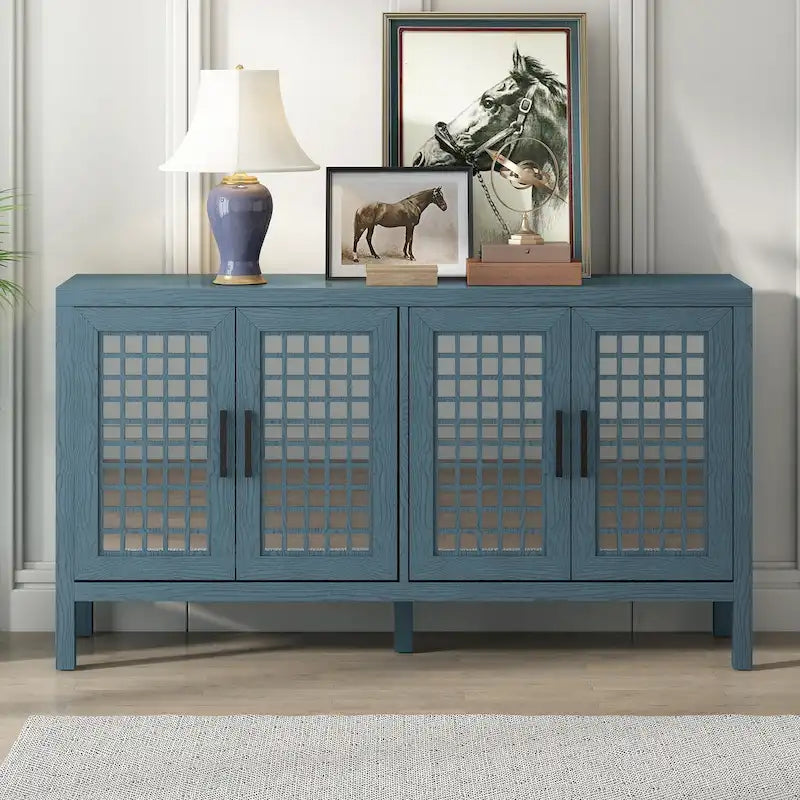 Retro Sideboard with 4 Doors, Large Storage and Adjustable Shelves