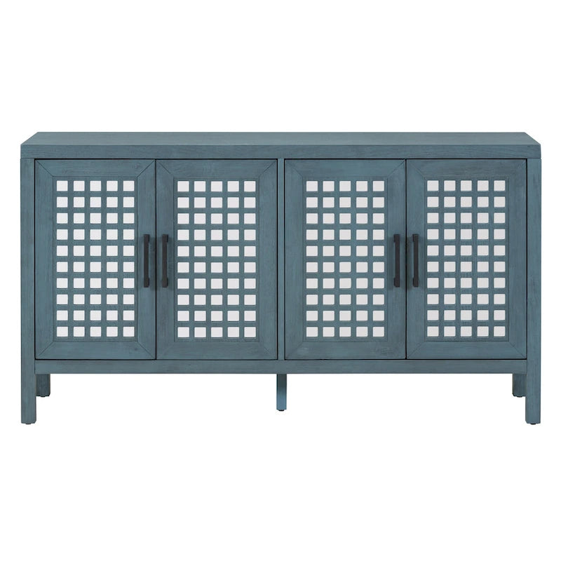 Credenza rétro con 4 ante, ampio spazio contenitore e ripiani regolabili