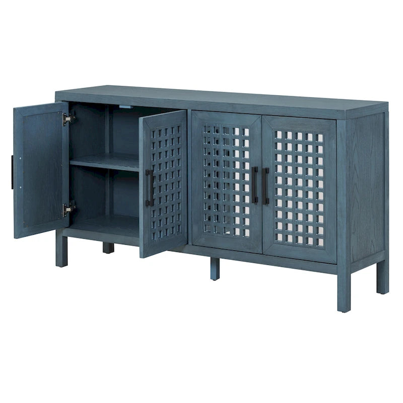Credenza rétro con 4 ante, ampio spazio contenitore e ripiani regolabili
