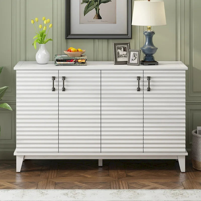 Credenza rétro con 4 ante, ampio spazio contenitore e ripiani regolabili