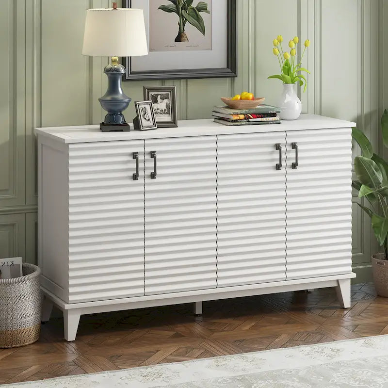 Credenza rétro con 4 ante, ampio spazio contenitore e ripiani regolabili