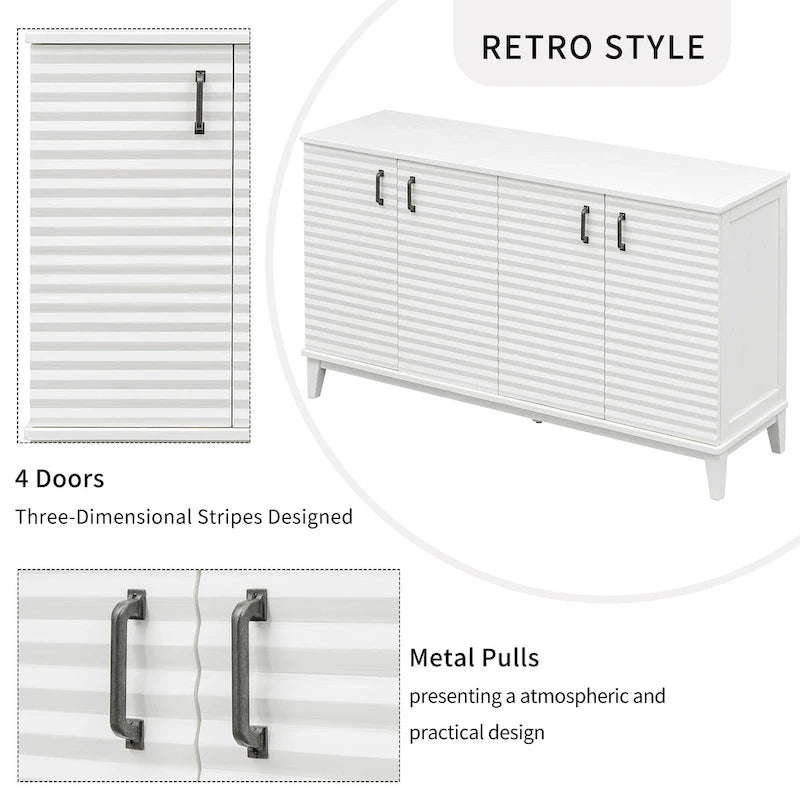 Credenza rétro con 4 ante, ampio spazio contenitore e ripiani regolabili