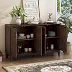 Credenza rétro con 4 ante, ampio spazio contenitore e ripiani regolabili