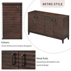 Credenza rétro con 4 ante, ampio spazio contenitore e ripiani regolabili