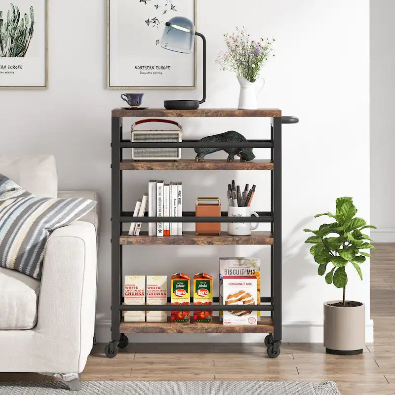 4-Tier Narrow Rolling Storage Cart with Wheels