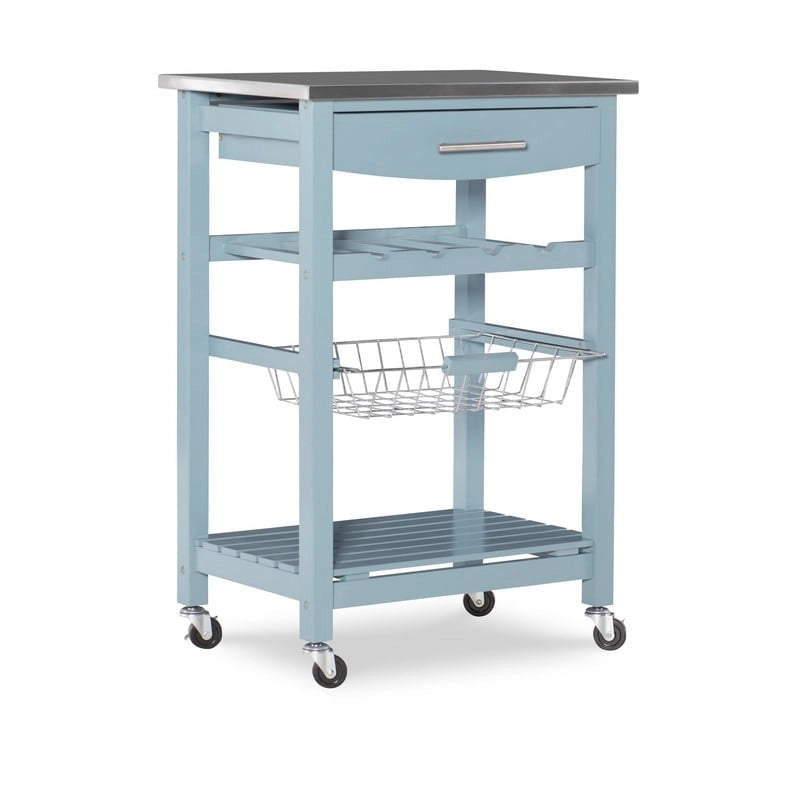 Kitchen Cart with Storage Drawer and Wine Rack
