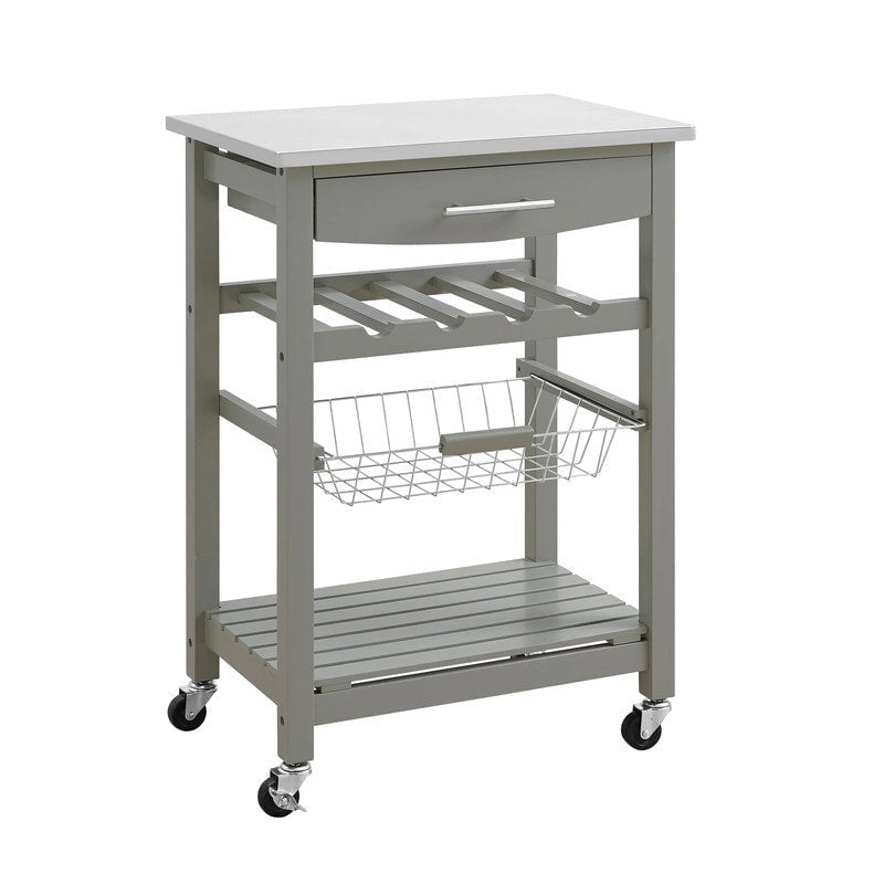 Kitchen Cart with Storage Drawer and Wine Rack
