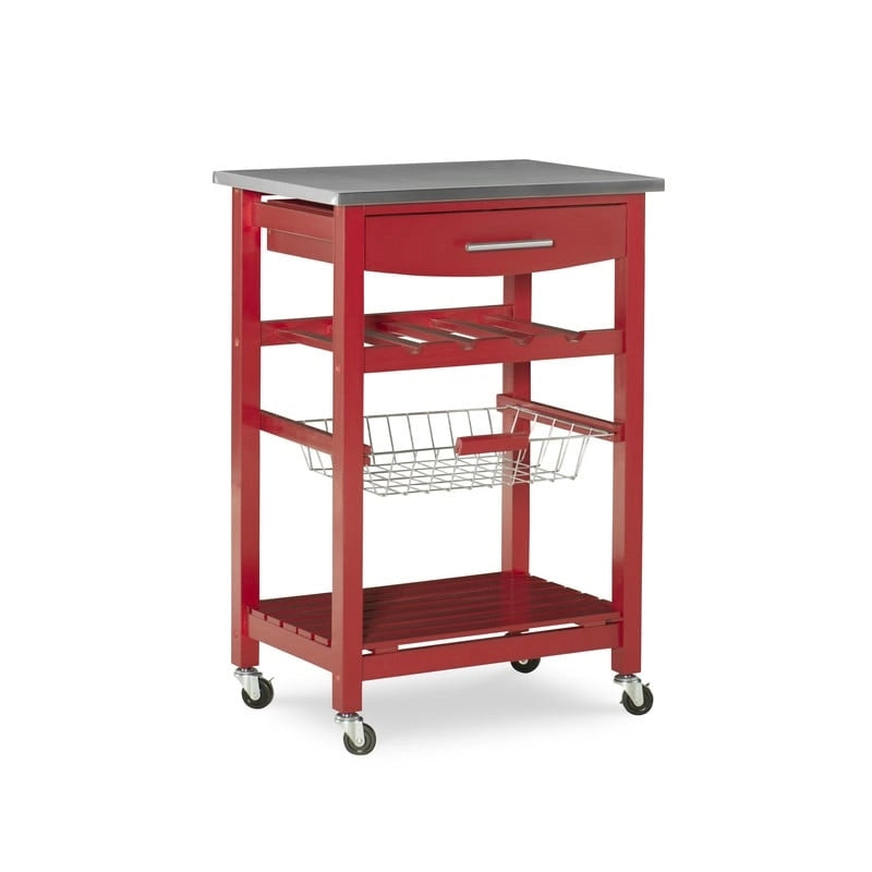 Kitchen Cart with Storage Drawer and Wine Rack