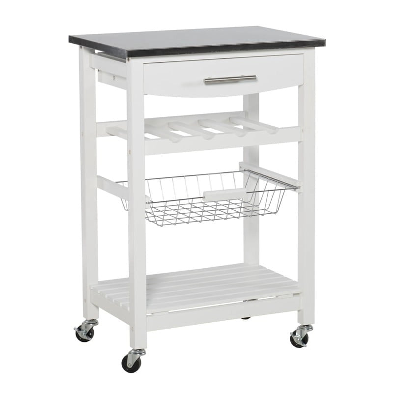 Kitchen Cart with Storage Drawer and Wine Rack