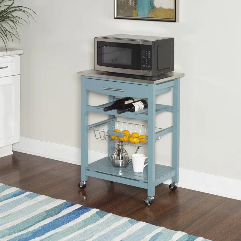 Kitchen Cart with Storage Drawer and Wine Rack