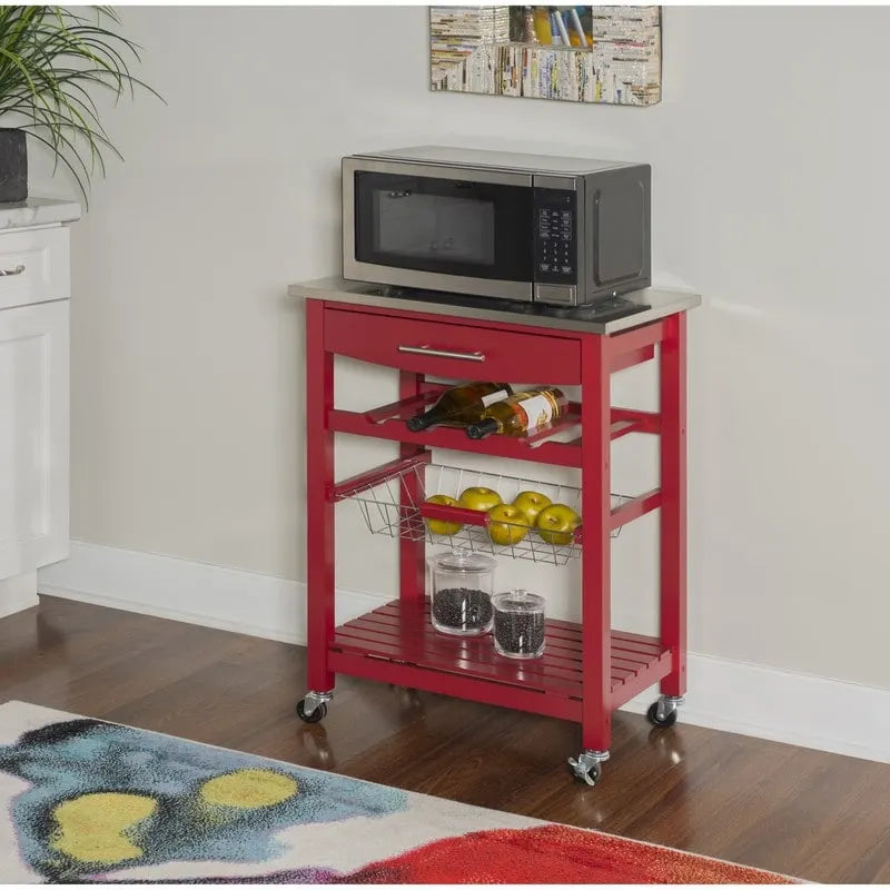Kitchen Cart with Storage Drawer and Wine Rack